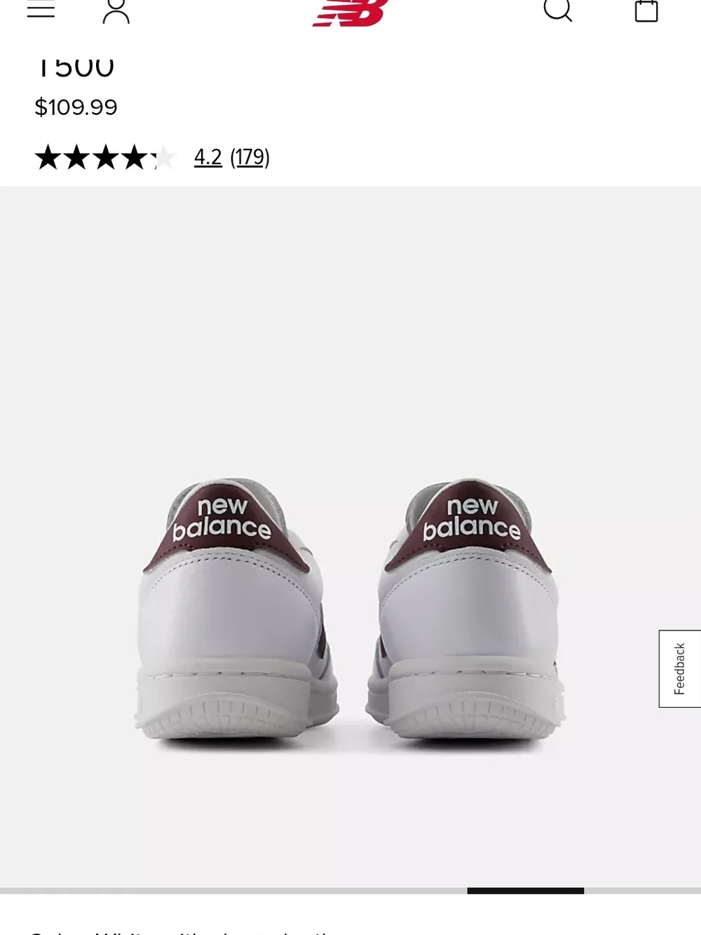 BRAND NEW New Balance White Sneakers with Burgundy N Accent men's 13